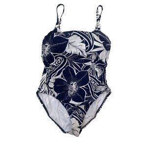 La Blanca At The Playa One Piece Swimsuit Sz Navy Blue Square Neck‎ Resortwear